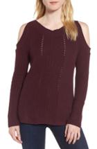 Women's Chelsea28 Cold Shoulder Sweater, Size - Burgundy