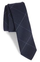 Men's Eleventy Tattersall Wool Skinny Tie, Size - Blue