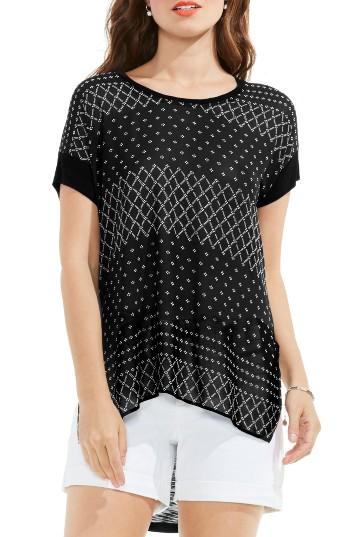 Women's Two By Vince Camuto Delicate Dabs Mixed Media Tee - Black