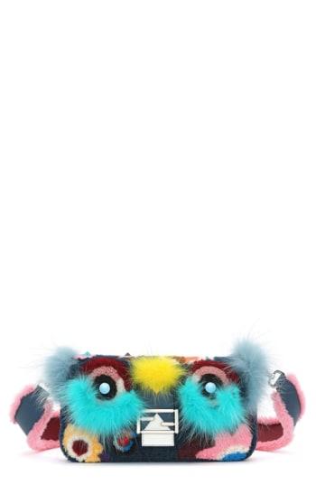 Fendi 'monster' Genuine Shearling & Genuine Fox Fur Baguette -