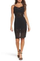 Women's French Connection Lucky Layer Embroidered Mesh Sheath Dress - Black