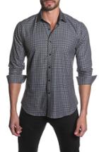 Men's Jared Lang Trim Fit Check Sport Shirt - Black