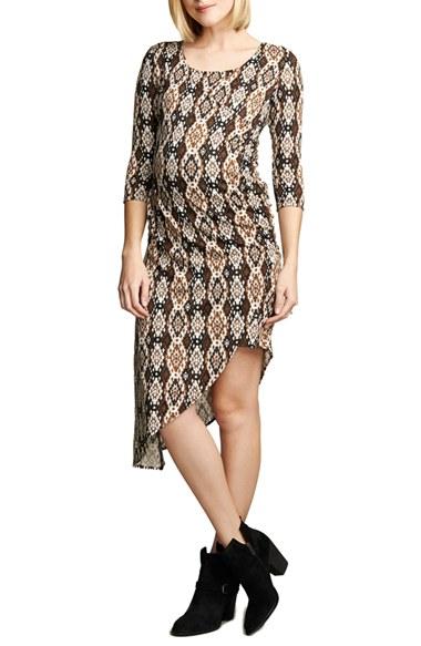 Women's Maternal America Print Asymmetrical Hem Dress