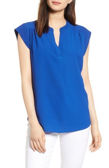 Petite Women's Gibson Split Neck Top P - Blue