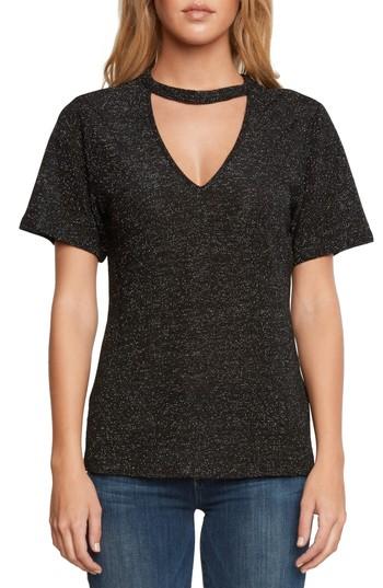 Women's Willow & Clay Metallic Choker Collar Tee, Size - Black