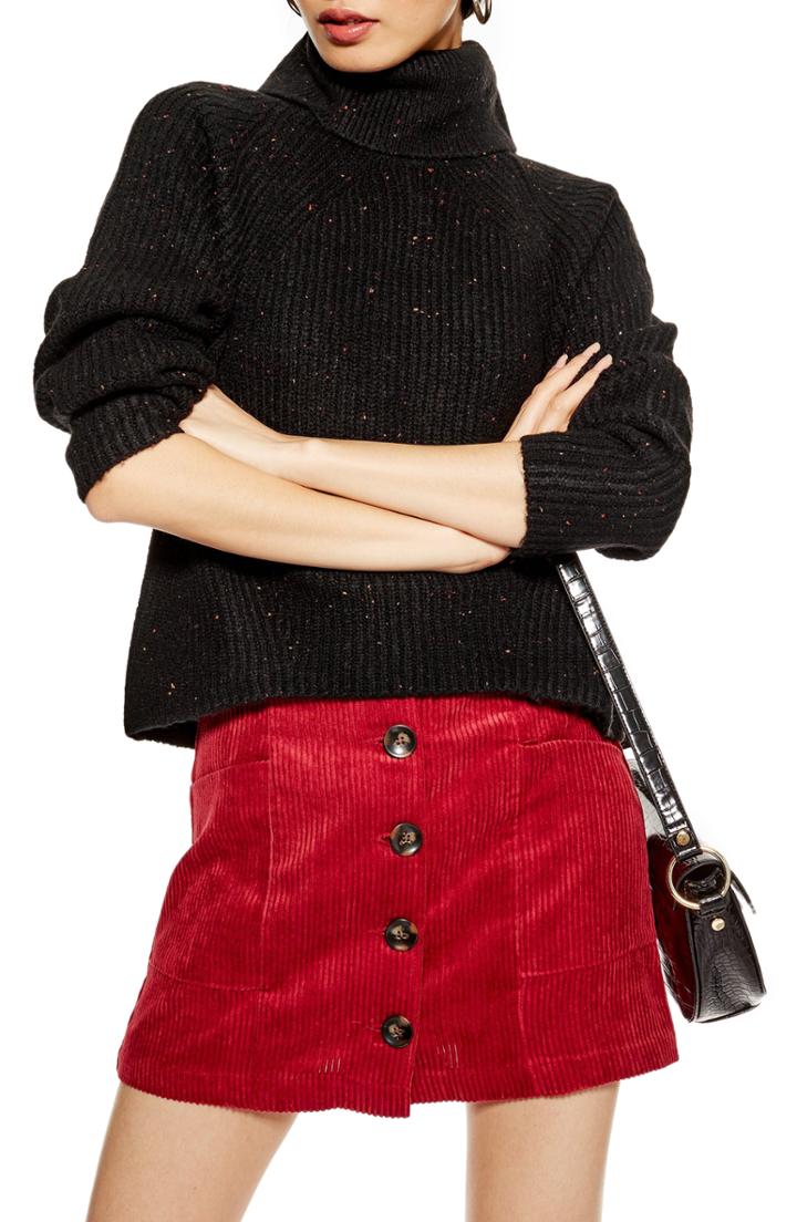 Women's Topshop Turtleneck Sweater Us (fits Like 6-8) - Black