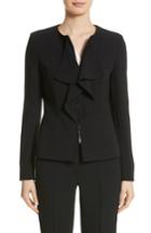 Women's Max Mara Giralda Stretch Wool Ruffle Jacket - Black