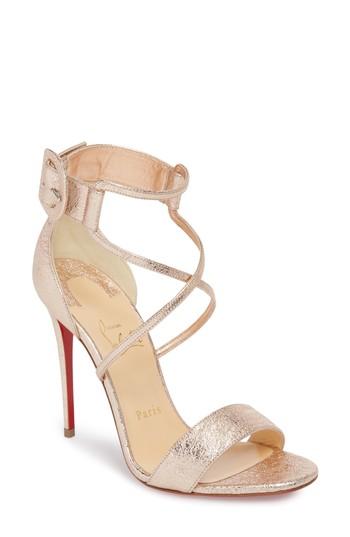Women's Christian Louboutin Choca Criss Sandal Us / 34eu - Metallic