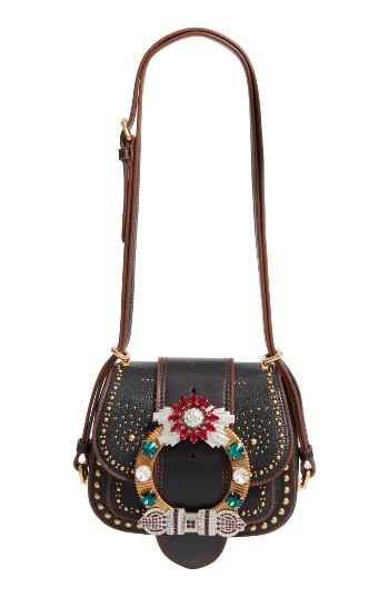 Miu Miu Dahlia Leather Shoulder Bag - Black