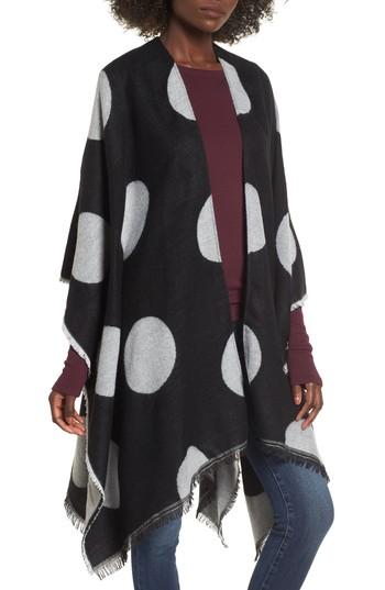Women's Bp. Polka Dot Ruana, Size - Black