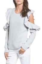 Women's Bp. Ruffle Cold Shoulder Sweater - Grey
