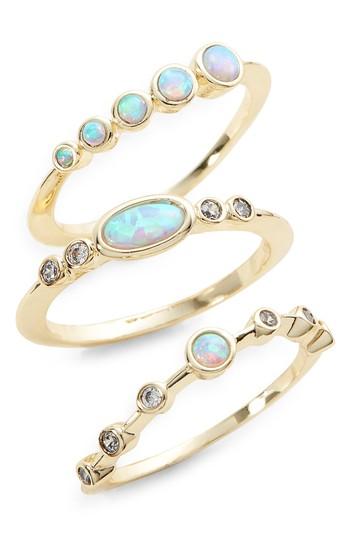 Women's Melinda Maria Monet Set Of Three Opal Stacking Rings