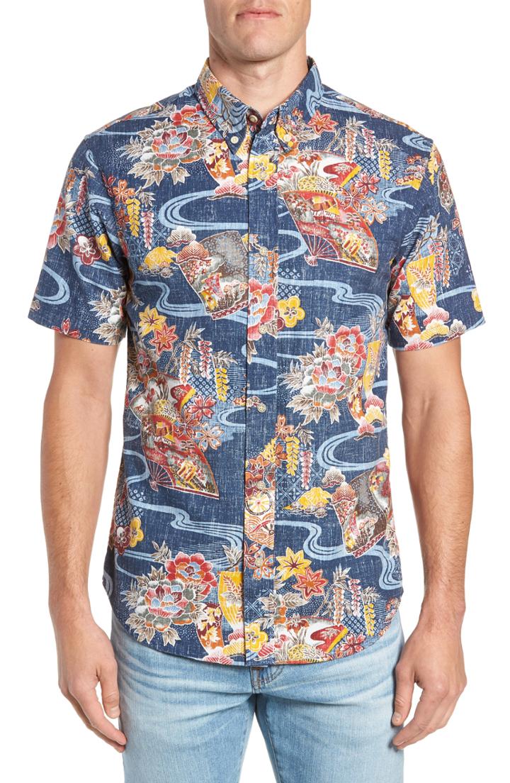 Men's Reyn Spooner Mizu No Kokoro Fit Sport Shirt, Size Small - Blue
