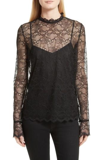 Women's Theory Lace Top With Tank - Black