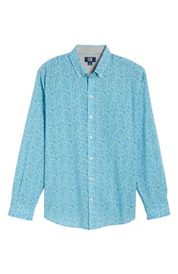 Men's Cutter & Buck Jameson Seersucker Print Sport Shirt, Size - Green