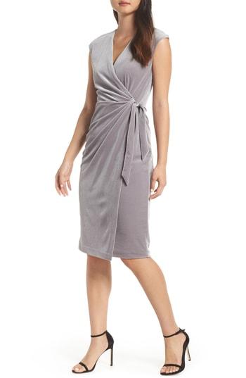 Women's Maggy London Velvet Wrap Dress - Metallic