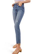 Women's Reformation Julia Crop High Waist Cigarette Jeans - Blue