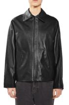 Women's Topshop Boutique Leather Biker Shirt Jacket Us (fits Like 0-2) - Black
