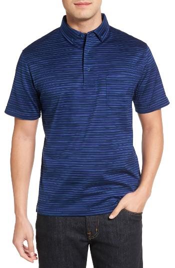 Men's Bugatchi Stripe Jersey Polo - Blue