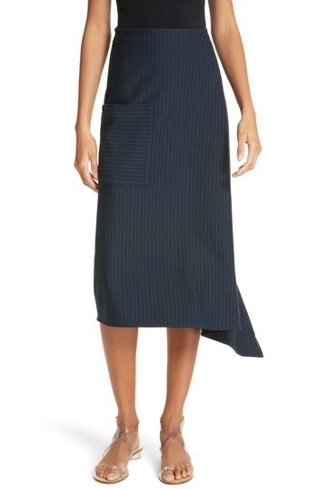 Women's Tibi Origami Asymmetrical Stripe Skirt - Blue