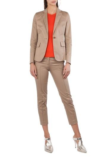 Women's Akris Punto One Button Stretch Cotton Blazer - Beige