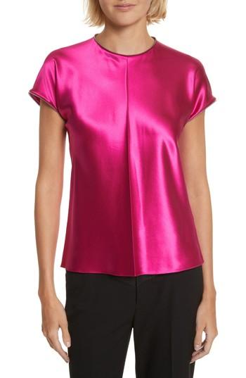 Women's Helmut Lang Zipper Detail Lacquered Silk Top - Pink