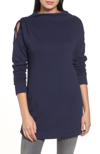 Women's Caslon Open Shoulder Sweatshirt Tunic - Blue