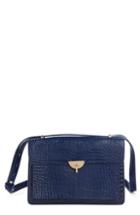 Dries Van Noten Croc Embossed Leather Crossbody Bag - Blue