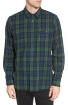 Men's Obey Norwich Plaid Woven Shirt - Green