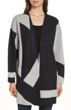 Women's Eileen Fisher Colorblock Merino Wool Kimono Cardigan, Size - Grey
