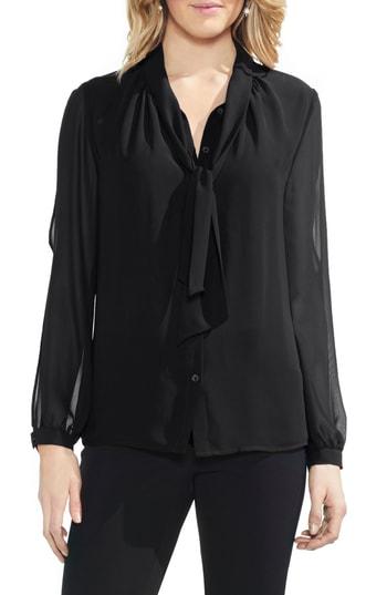 Women's Vince Camuto Split Sleeve Tie Neck Blouse - Black