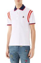 Men's Gucci Stripe Sleeve Bee Polo