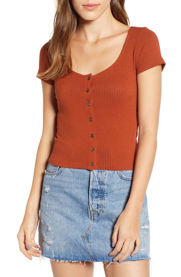 Women's Pst By Project Social T Button Front Crop Tee