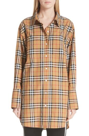 Women's Burberry Redwing Vintage Check Cotton Shirt Us / 34 It - Brown