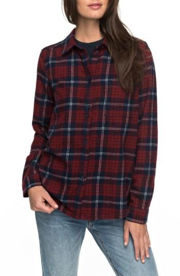 Women's Roxy Heavy Feelings Plaid Shirt - Red