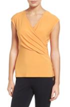 Women's Chaus Zip Faux Wrap Top - Orange