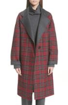 Women's Lafayette 148 New York Braylie Flannel Collar Plaid Coat - Burgundy