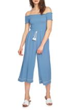 Women's 1.state Smocked Off The Shoulder Jumpsuit - Blue/green