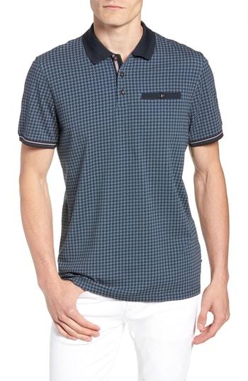 Men's Ted Baker London Pezze Slim Fit Geo Print Polo (m) - Blue