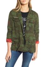 Women's Pam & Gela Contrast Cuff Camo Jacket, Size - Green