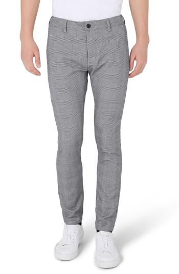 Men's Topman Stretch Skinny Fit Check Trousers X 34 - Black