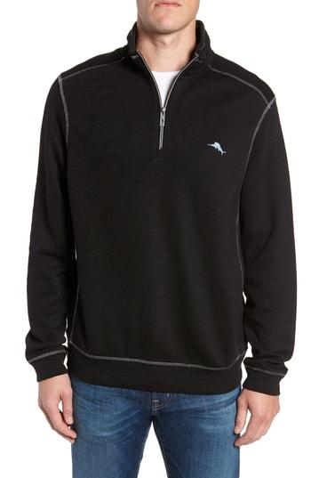 Men's Tommy Bahama Tobago Quarter Zip Pullover - Black