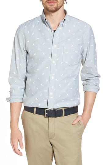 Men's 1901 Trim Fit Giraffe Embroidered Oxford Sport Shirt - Grey