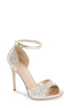 Women's Lauren Lorraine 'lydia' Crystal Ankle Strap Sandal M - Beige
