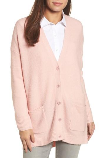 Women's Caslon Relaxed Boyfriend Cardigan - Pink