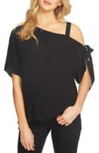 Women's 1.state One-shoulder Tie Sleeve Blouse, Size - Black