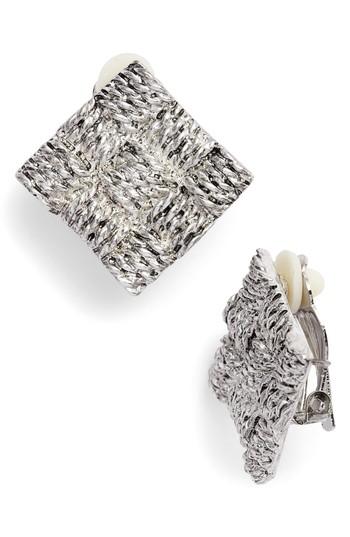 Women's Karine Sultan Basket Weave Square Clip Earrings