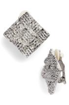 Women's Karine Sultan Basket Weave Square Clip Earrings
