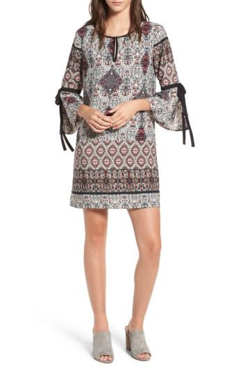 Women's Everly Print Tie Sleeve Shift Dress - Black