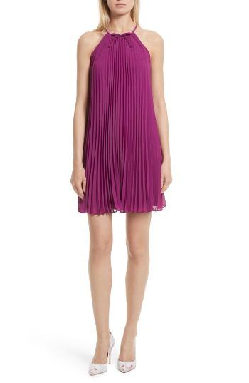Women's Ted Baker London Emelay Bow Detail Pleat A-line Dress - Burgundy